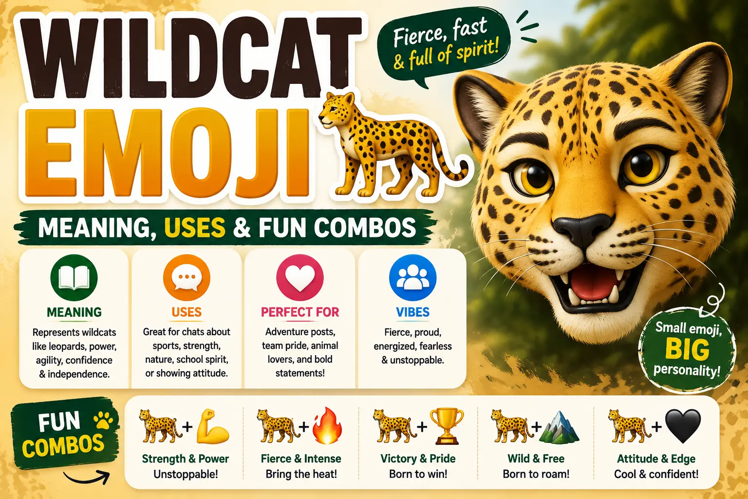 Wildcat Emoji 🐆: Meaning, Uses & Fun Combos